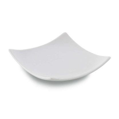 Kerzenteller "Quadrat" aus Keramik (weiß)