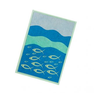 Grußkarte "Fische auf Wellen (grün)" mit Kuvert
