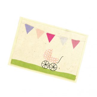 Grußkarte "Kinderwagen (rosa)" mit Kuvert