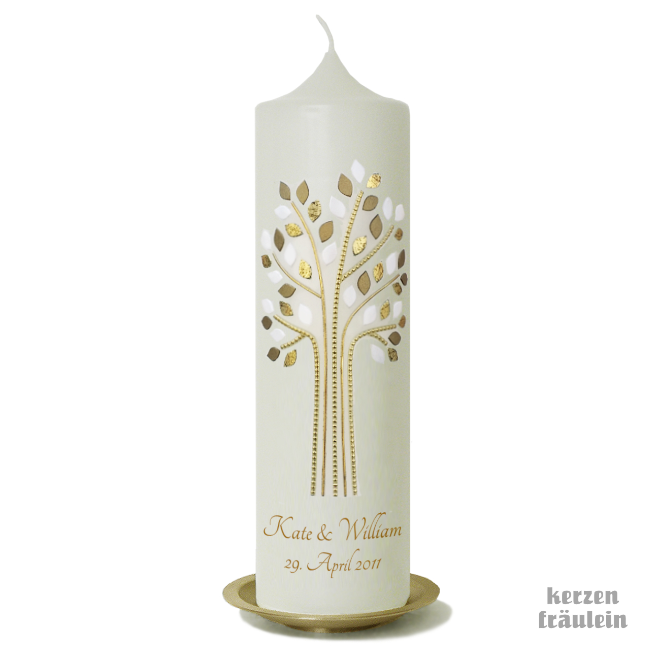 Kerzenhalter Gold poliert für ⌀ 70 mm Kerze für Altarkerze Tau Hochzeitskerze