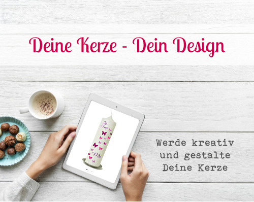 Taufkerze Hochzeitskerze Kommunionkerze bedrucken lassen Kerze selbst designen