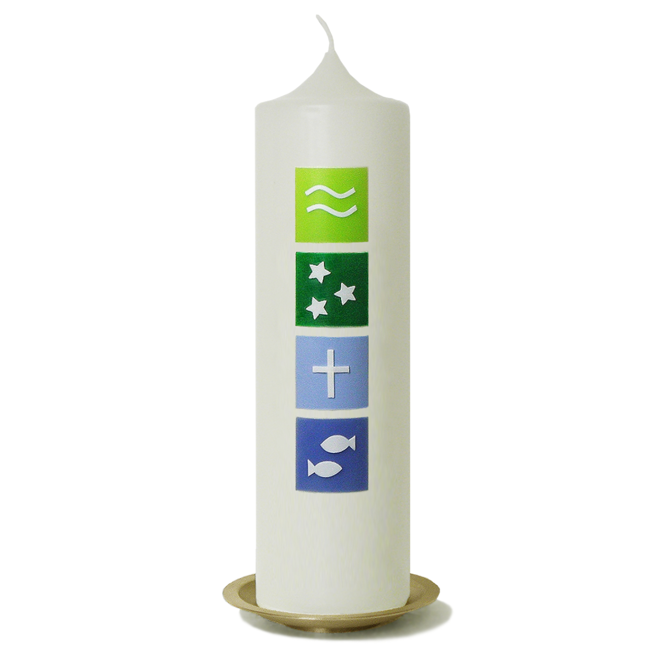Taufkerze Symbols Blau Grun Kerzenfraulein