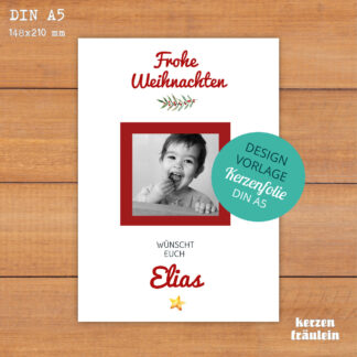Design-Vorlage Weihnachtskerze mit Foto - Kerzenfolie DIN A5 - kerzenfräulein