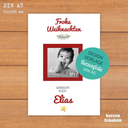 Design-Vorlage Weihnachtskerze mit Foto - Kerzenfolie DIN A5 - kerzenfräulein