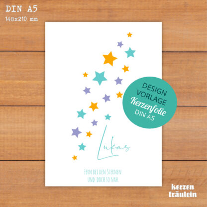 Design-Vorlage Trauerkerze "Little Stars" - Kerzenfolie DIN A5 - kerzenfräulein