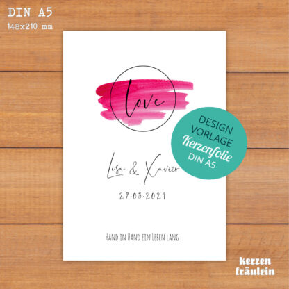 Design-Vorlage Hochzeitskerze "Love" - Kerzenfolie DIN A5 - kerzenfräulein