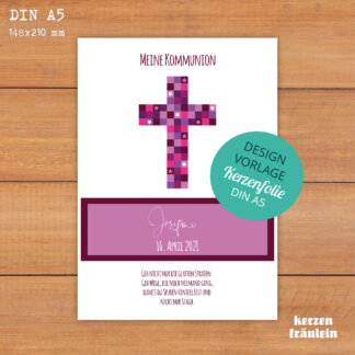 Design-Vorlage Kommunionkerze "MMosaikkreuz" - Kerzenfolie DIN A5 - kerzenfräulein