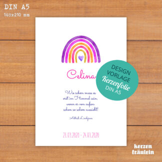 Design-Vorlage Trauerkerze "Regenbogen (pink)" DIN A5 - kerzenfräulein