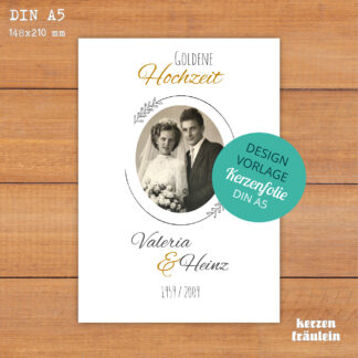 Design-Vorlage Hochzeitskerze "Goldene Hochzeit" - DIN A5 - kerzenfräulein