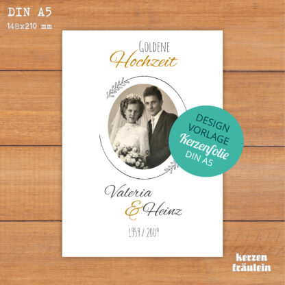 Design-Vorlage Hochzeitskerze "Goldene Hochzeit" - DIN A5 - kerzenfräulein