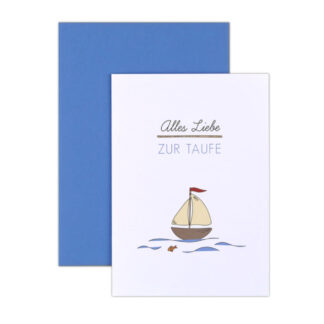 Grußkarte zur Taufe "Segelboot" mit Kuvert