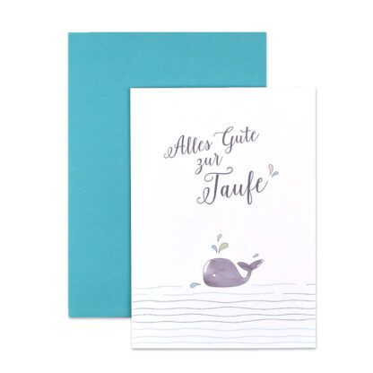 Grußkarte zur Taufe "Wal Ella" mit Kuvert