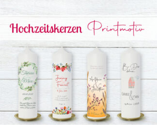 Hochzeitskerzen mit Printmotiv