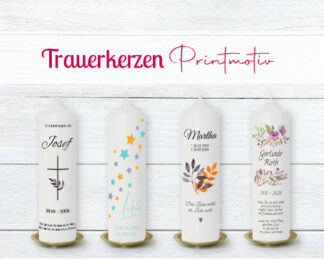Trauerkerzen mit Printmotiv